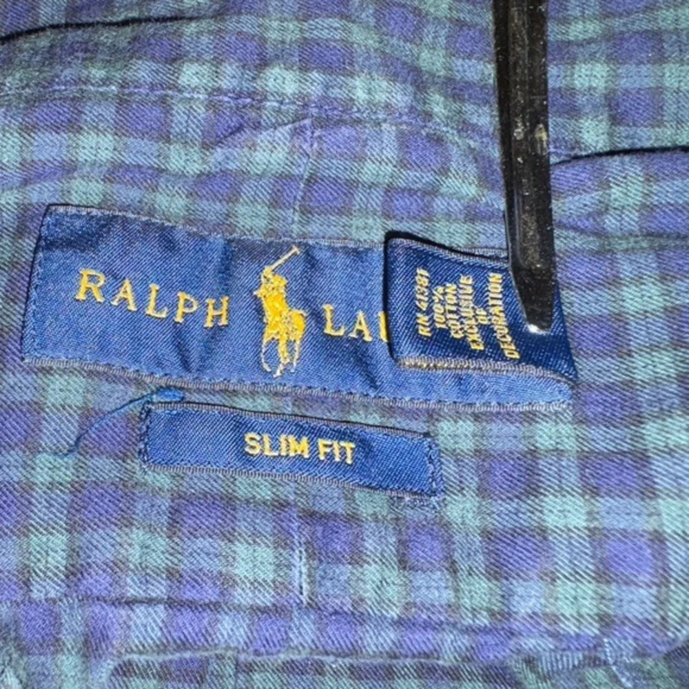 Polo Ralph Lauren Mens Slim Fit Cotton Micro Check Button Down Shirt Navy Green